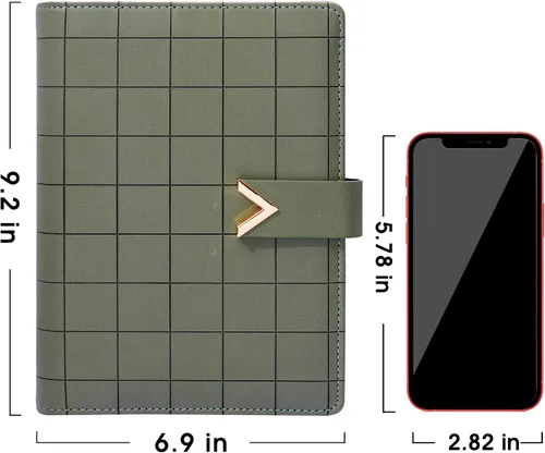 Vista 2 de CAGIE Carpeta A5 con 6 anillas rellenable, cuaderno de cuero encuadernado en espiral para planificador de negocios, organizador personal, cuadernos