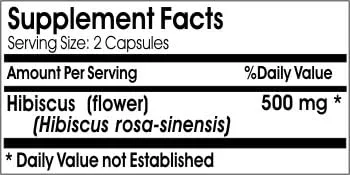 Vista 2 de Flor de hibisco 500mg ~ 200 cápsulas - Sin aditivos ~ Naturetition Supplements