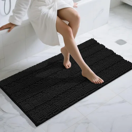 Vista 28 de Yimobra Tapetes de baño lavables, de chenilla súper suave y absorbente, para suelo y alfombra, de secado rápido, antideslizante, para bañera y Beige