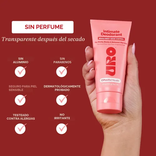 Vista 3 de O Positiv URO - Crema desodorante íntima para todo el cuerpo, probada por dermatólogos, hipoalergénica, no irritante, sin aluminio, sin perfume, se