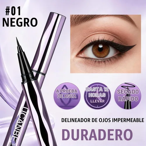 Vista 2 de UCANBE Delineador de ojos líquido negro, lápiz delineador de ojos con punta