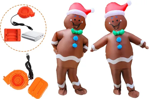 Vista 2 de Paquete de 2 divertidos disfraces inflables de Navidad para cosplay, traje inflable para adultos, Halloween, carnaval, fiestas
