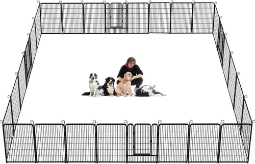 Vista 10 de Corralito para perros, 40 pulgadas de altura, 38 paneles de valla resistente para perros con puerta, corral de ejercicio antioxidante para perros