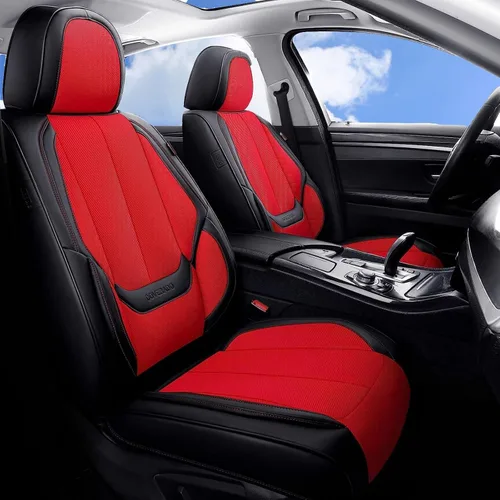 Vista 26 de Coverado Fundas de Asientos Delanteros, Funda de Asiento de Cuero Sintético de Lujo Impermeable, Protector de Asiento de Coche Beige, Funda