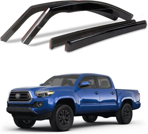 Vista 15 de Viseras de ventana compatibles con Wrangler JK de 4 puertas 2007-2018, protectores de lluvia negros en canal, 4 deflectores de ventana lateral