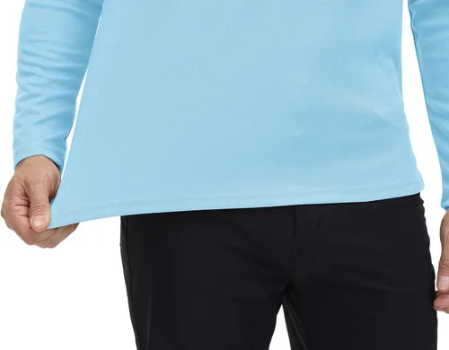 Vista 28 de Rdruko Polo para hombre con bolsillo de manga larga de secado rápido para golf al aire libre con cuello