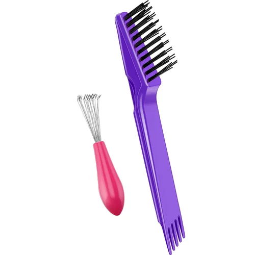 Vista 10 de Boao Juego de 2 piezas de herramienta de limpieza de cepillo de cabello, mini removedor de suciedad de cepillo de cabello con rastrillo de alambre
