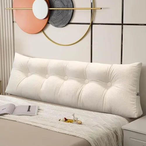 Vista 9 de Almohada para cabecero de cama enrollable, almohada de respaldo de cuña para sentarse en la cama con bolsillo lateral, almohada de lectura