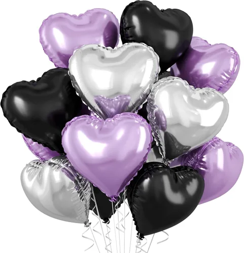 Vista 28 de Globos de corazón azul bebé, 10 piezas de globos en forma de corazón azul claro y blanco pastel, globos de papel de aluminio blanco arena crema