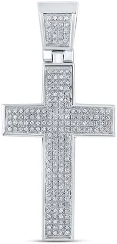 Vista 3 de Diamond2Deal Colgante de plata de ley para hombre con cruz romana de diamante redondo de 12 qttw, color G-H, claridad I3, Metal Gema, diamante blanco
