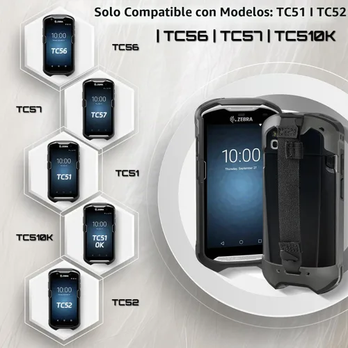 Vista 2 de TC51 TC52 TC56 TC57 TC510K TC57X TC52X TC52X TC5X - Funda protectora y ergonómica para escáneres de código de barras de mano Zebra SG-TC5X-EXO1-01
