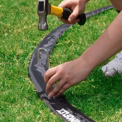Vista 9 de Champion Sports Lacrosse Crease para mujer: Rhino Flex Portable Lacrosse Goal Crease – 17' de diámetro para todo tipo de clima con pesas, estacas