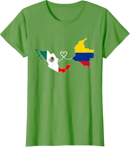 Vista 4 de Camiseta Half Colombian Half Mexican Flag Map DNA Mexico Colombia