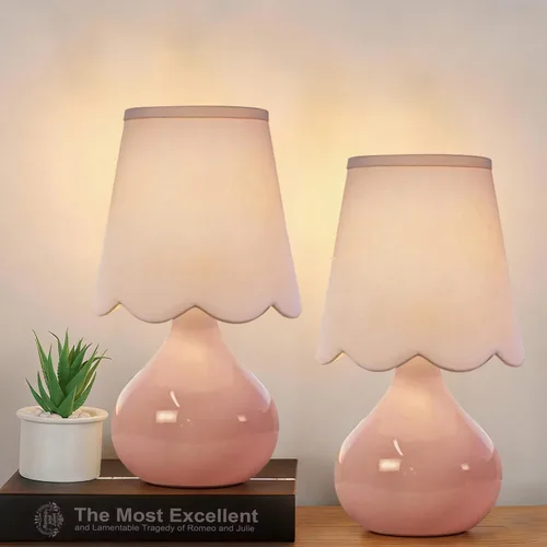 Vista 18 de ILLMTW Lámpara de mesa de flores para dormitorio, sala de estar, pequeñas lámparas doradas, regulables, estilo bohemio, con pantalla de cristal