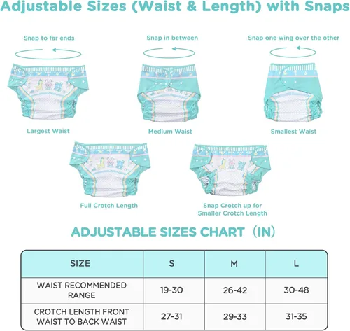 Vista 2 de Littleforbig Funda para pañales para adultos de tela impermeable reutilizable lavable ajustable - Baby Parade M