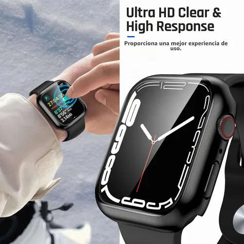 Vista 6 de Goton - Funda impermeable para Apple Watch 38 mm Series 3 2 1, protector de pantalla de vidrio templado, protección completa de policarbonato duro