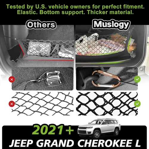 Vista 2 de Muslogy Red de carga para maletero estilo sobre compatible con accesorios Jeep Grand Cherokee L 2021-2024 2025, organizador de maletero de ajuste