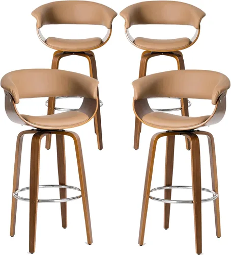 Vista 23 de Glitzhome Juego de 2 taburetes giratorios de altura de mostrador, sillas tapizadas de tela de 24.5 pulgadas de alto con respaldo y reposapiés
