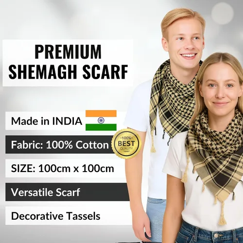 Vista 7 de LOVARZI Shemagh Cottons Arab Keffiyeh - Bufanda militar táctica para cabeza y cuello