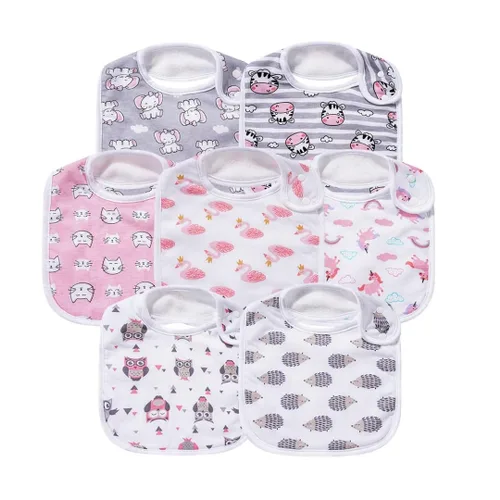 Vista 7 de Paquete de 7 baberos de algodón absorbentes para bebés, para babeo y dentición