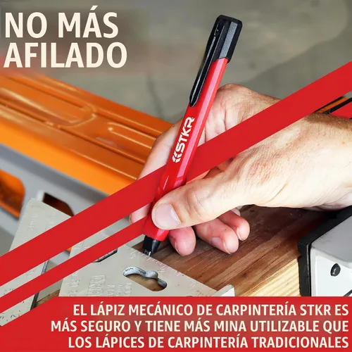Vista 3 de STKR Concepts - Lápiz de carpintero mecánico, rojo, 77629