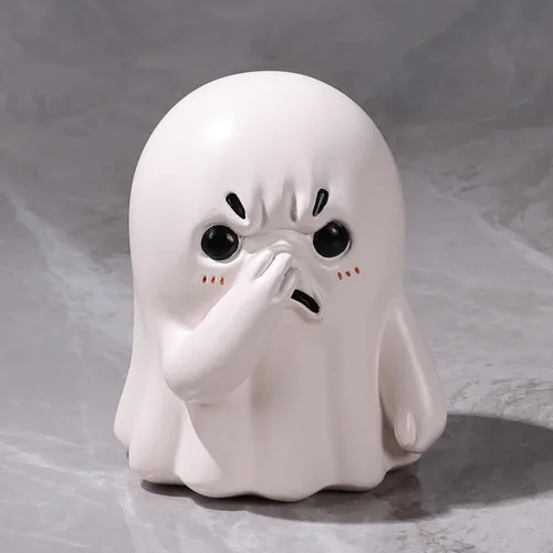 Vista 6 de Figura pequeña de fantasma con nariz de sujeción, bonita estatua de baño de fantasma, decoración de Halloween para interiores, para escritorio