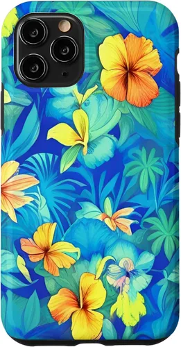 Vista 10 de Funda estética para iPhone 15 con flores de hibisco floral hawaiano tropicales