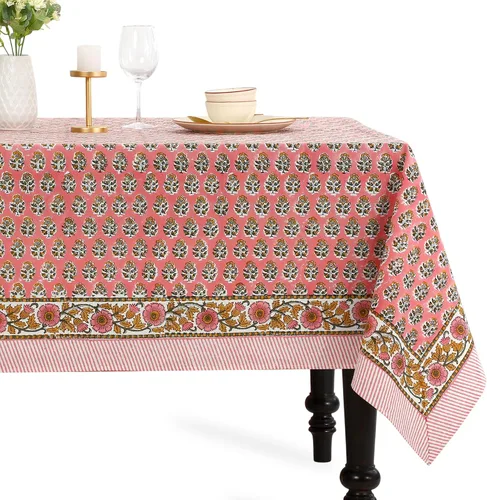 Vista 10 de CPC - Mantel cuadrado 100% algodón, 60 x 60 pulgadas, estampado de bloques indios, mantel para bodas, primavera/verano, barbacoa, verde ágata