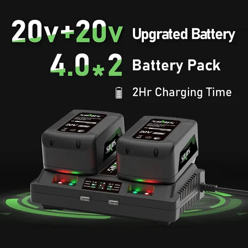 Vista 4 de SOYUS Motosierra inalámbrica sin escobillas de 40 V y 16 pulgadas con batería y cargador, motosierra a pilas con tensión automática y lubricación
