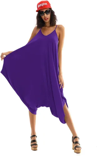 Vista 5 de Double Chic Women's Jumpsuit with Pockets V Neck Casual Spaghetti Strap Plus Size One Piece Flowy Harem Rompers