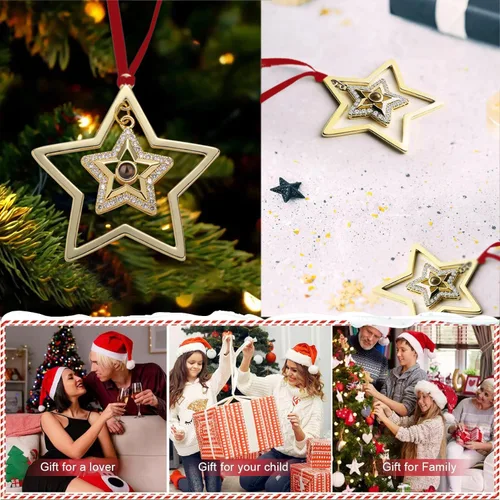 Vista 6 de 3 adornos colgantes para árbol de Navidad, decoración de árbol de Navidad de metal, para fiestas en interiores, hogar, familia, fiesta de mascotas