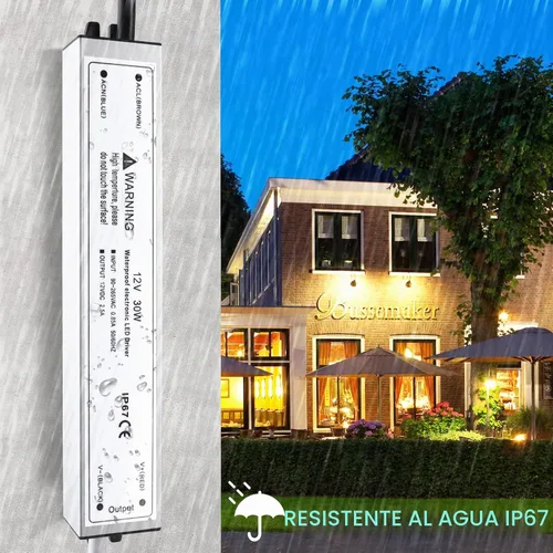 Vista 4 de Fuente de alimentación LED de 12V 30W, transformador adaptador controlador LED IP67 impermeable 12V 110V CA a 12V CC de bajo voltaje con enchufe