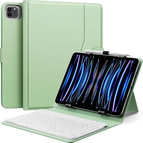 Vista 16 de MoKo Funda universal para tablet con teclado QWERTY para tablet de 9", 9.7", 10.1", 10.2", 10.4", 10.5", 10.9", con teclado Bluetooth inalámbrico
