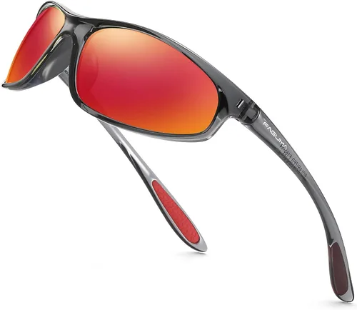 Vista 23 de FAGUMA Gafas de sol deportivas polarizadas para hombres, ciclismo, conducción, pesca, protección UV400 Negro + negro + negro