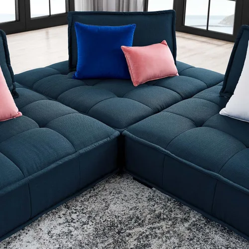 Vista 2 de Modway Sofás Saunter, juego de 3 piezas, azul
