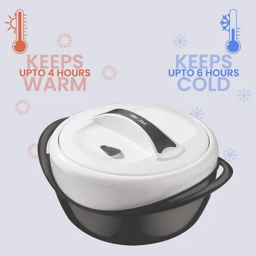Vista 4 de Pinnacle Cacerola Grande Aislada con Tapa de 3.6 cuartos. Elegante Olla Caliente Calentador/Enfriador de Alimentos - Tazón Térmico para Servir