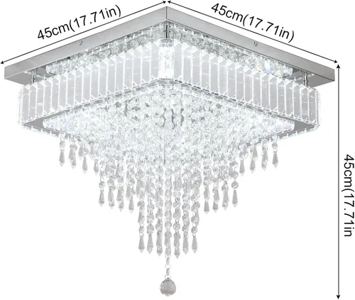 Vista 2 de VETRULUS Lámpara de techo de cristal moderna cuadrada de montaje empotrado LED regulable para cocina, dormitorio, sala de estar