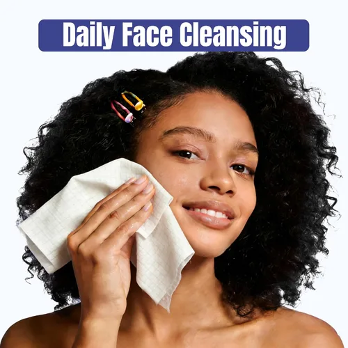 Vista 7 de Ourmed Life Toallas faciales desechables biodegradables limpias para piel sensible, paños faciales sin pelusa para removedor de maquillaje, cuidado
