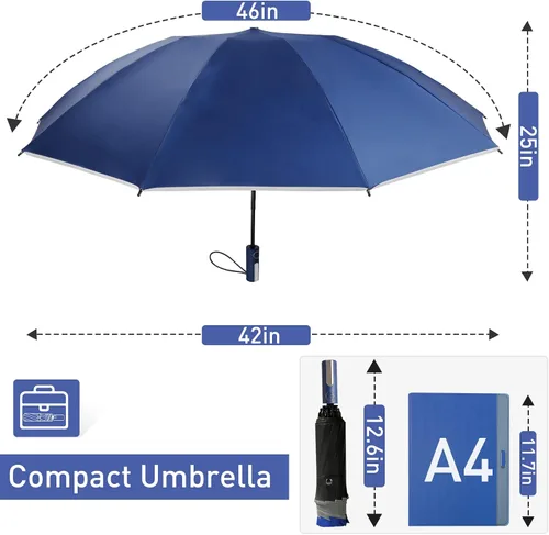 Vista 4 de Bodyguard Inverted Umbrella, Large Windproof Umbrellas for Rain & Sun, Compact Umbrella Reverse Umbrella with Reflective Stripe, Teflon Umbrella for