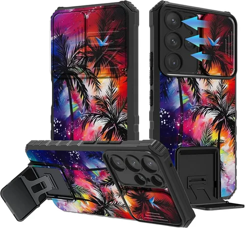 Vista 111 de Funda para Samsung Galaxy A13 5G/4G/A04S, Galaxy A13 5G con cubierta de cámara deslizante, funda de doble capa integrada con función atril