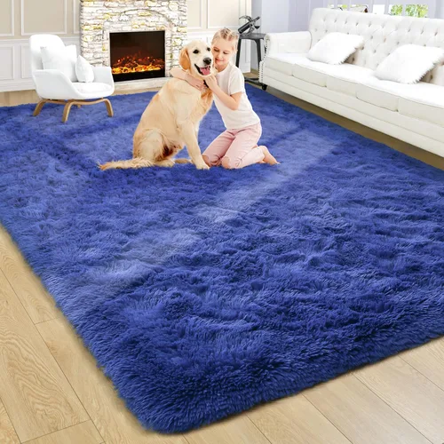 Vista 21 de Noahas Alfombras de Área Grandes y Esponjosas de 5x8 pies para Sala de Estar y Dormitorio, Alfombra Gruesa de Pelo Largo Beige y Blanca, Alfombra