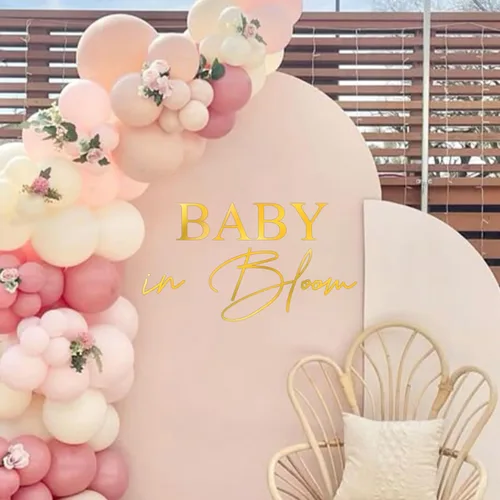Vista 10 de VANGNING Baby in Bloom Calcomanía Letrero - Calcomanía de Baby Shower para niña o niño, decoración de revelación de género para telón de fondo, arco