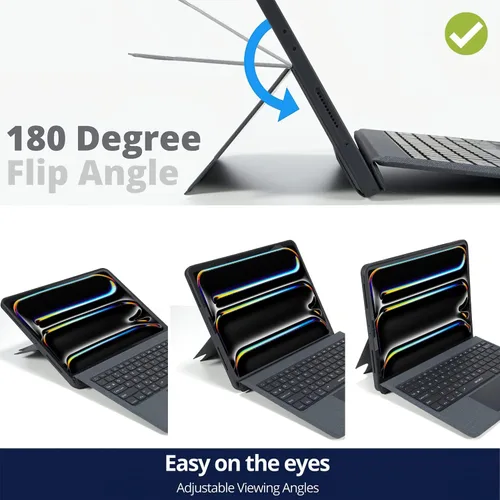 Vista 2 de WIWU Funda para iPad de 9ª/8ª/7ª generación con teclado, funda desmontable con soporte vertical, para Air 3rd, iPad Pro 10.5 pulgadas, trackpad