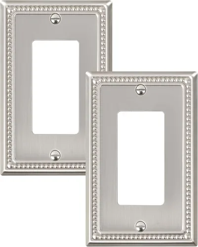 Vista 117 de Paquete de 2 cubiertas de placa de interruptor de luz de doble palanca, cubiertas decorativas de placa de doble interruptor Pearls, placa de pared