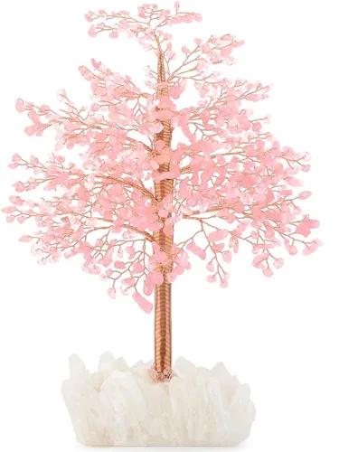 Vista 11 de Árbol de la vida con piedras preciosas de amatista natural, base de cuarzo transparente, bonsái de dinero de chakras, Feng Shui, cristales curativos