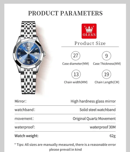 Vista 6 de OLEVS Reloj de pulsera para mujer, pequeño reloj de pulsera de acero inoxidable para mujer, reloj analógico de cuarzo para mujer