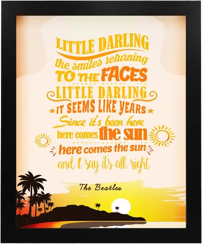 Vista 5 de AMERICAN LUXURY GIFTS Arte de pared con música retro Here Comes the Sun, póster con cita vintage para el hogar, la oficina o la cueva del hombre