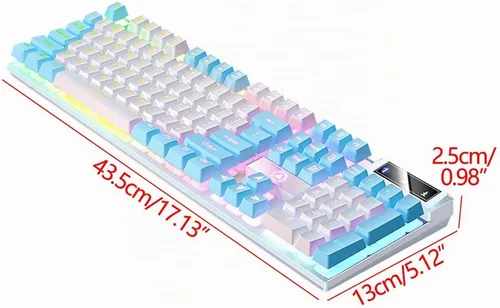 Vista 2 de Teclado para juegos Teclado Cool RGB Retroiluminado Teclado Mecánico Con Azul