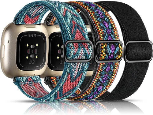 Vista 20 de Maledan Bandas Compatibles con Correas de Reloj Fitbit Versa 3/4 y Sense/Sense 2, Pulseras Deportivas de Tela Elástica Ajustable para Hombres