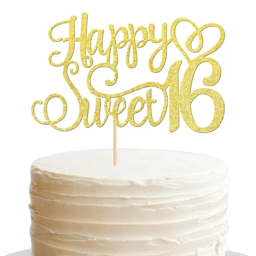 Vista 9 de 24 piezas de decoraciones para cupcakes de 16 cumpleaños con purpurina, ¡Hola 16! Dulces 16 desde 2008, púas para cupcakes de 16 años para celebrar